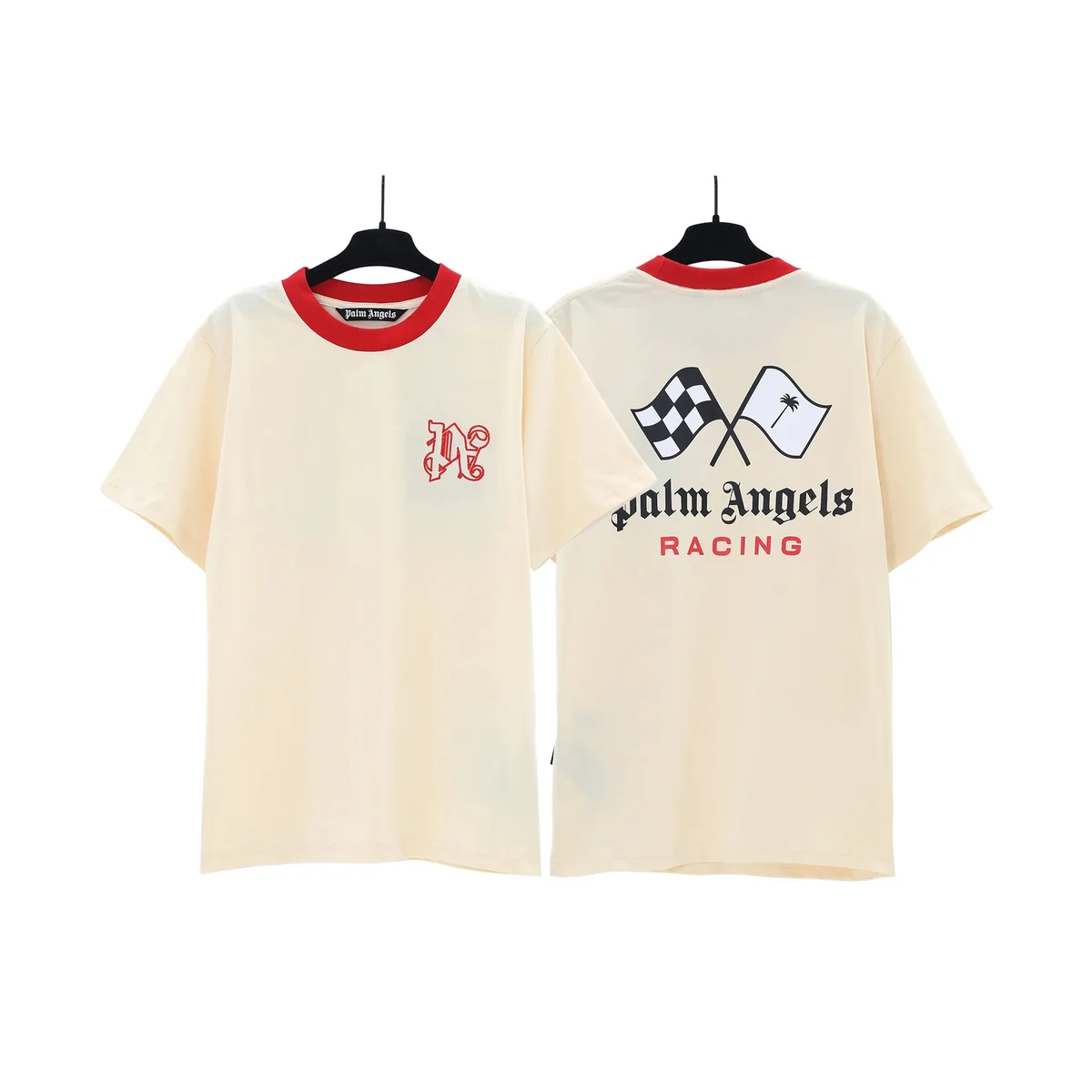 Palm Angels Palm Angels Racing Almond T-Shirt Beige - 1