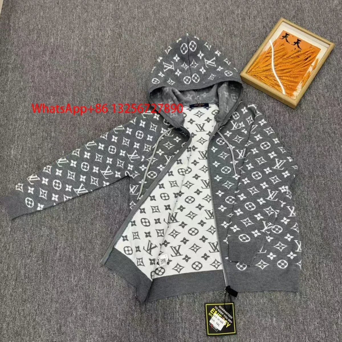 Louis Vuitton Louis Vuitton Monogram Grey Zip-Up Hoodie Grey