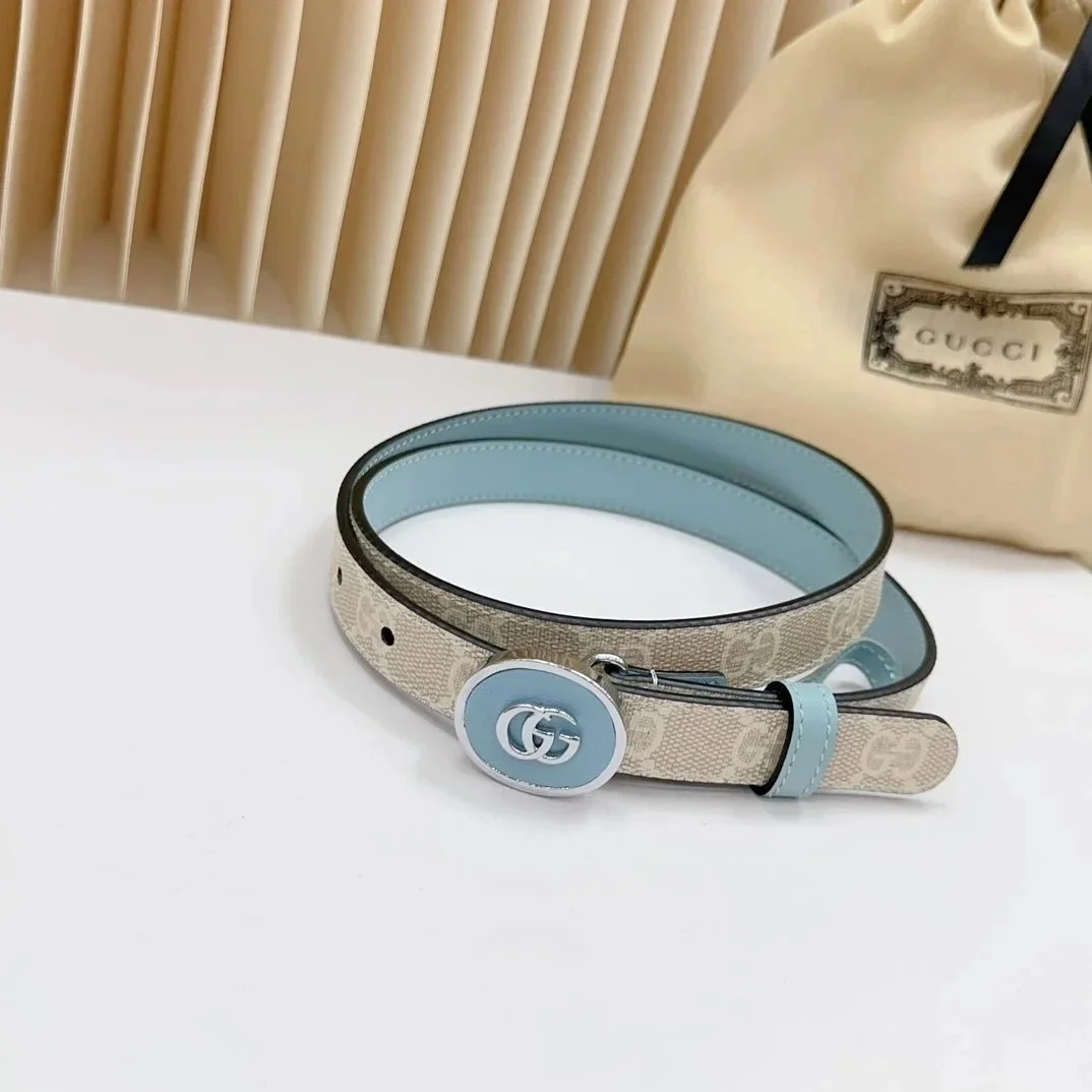 Gucci Gucci GG Supreme Beige/Blue Leather Belt Beige