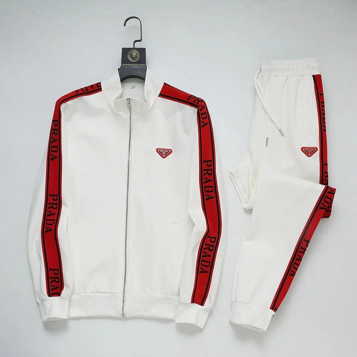Prada Prada Sport Tracksuit White/Red Logo Tape Set White