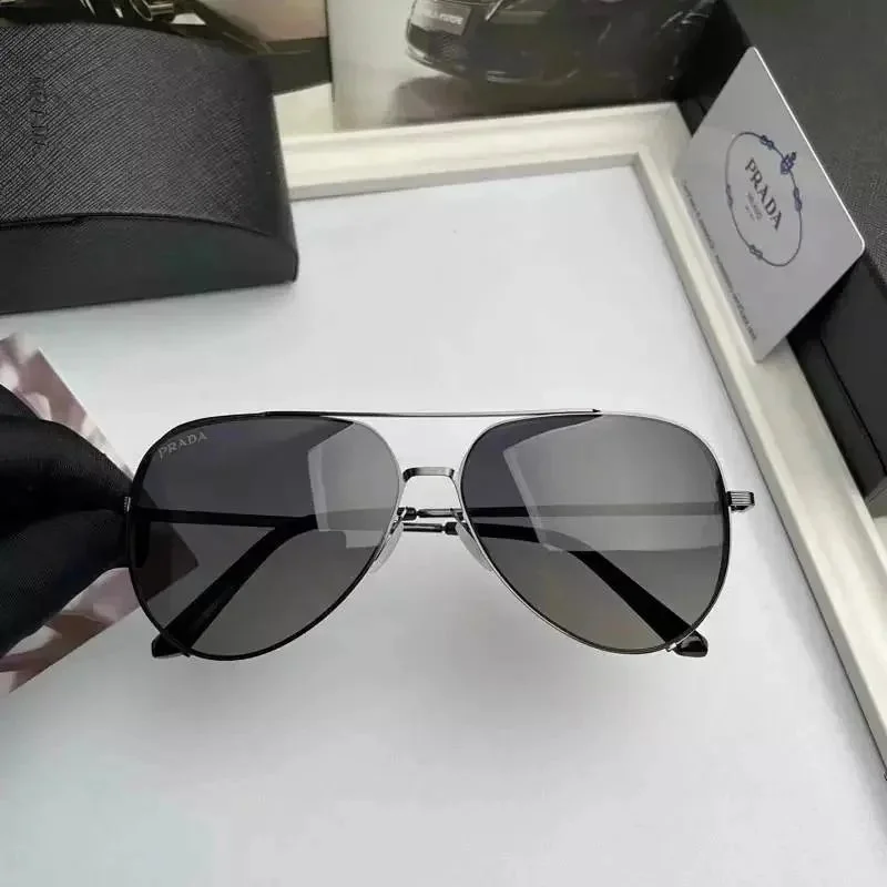 Prada Prada Aviator Sunglasses Black Frame Grey Lenses Eyewear Black - 1