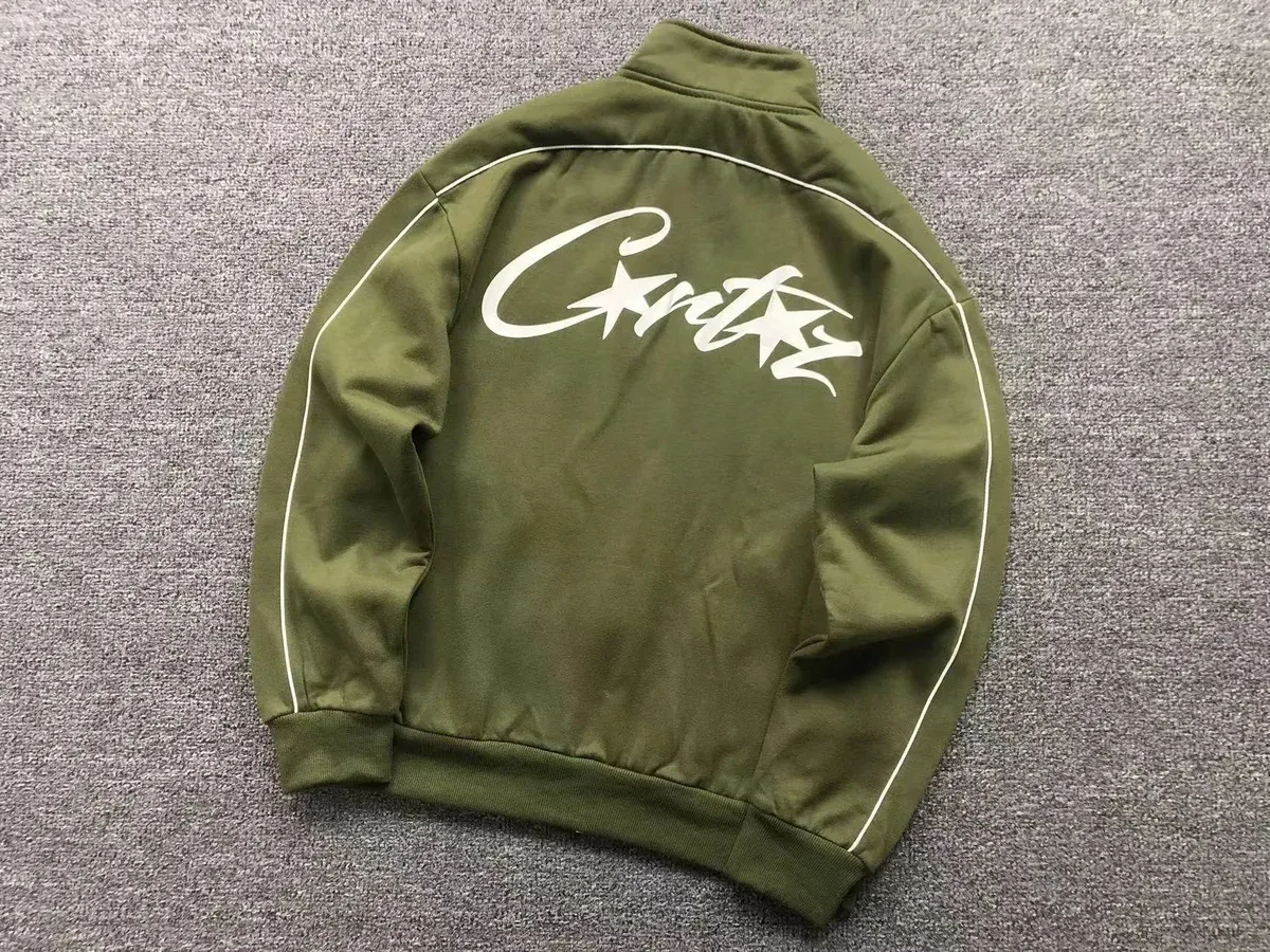 Corteiz Corteiz Olive Green/White Piping Track Jacket Green