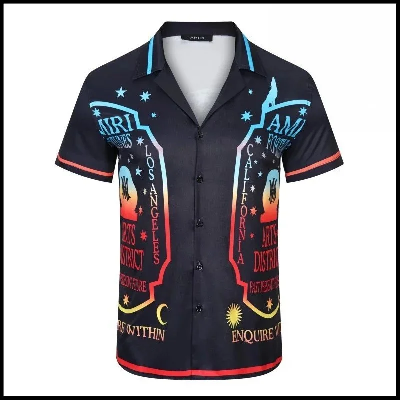 Amiri Amiri Arts District Los Angeles California Short Sleeve Shirt Navy - 1