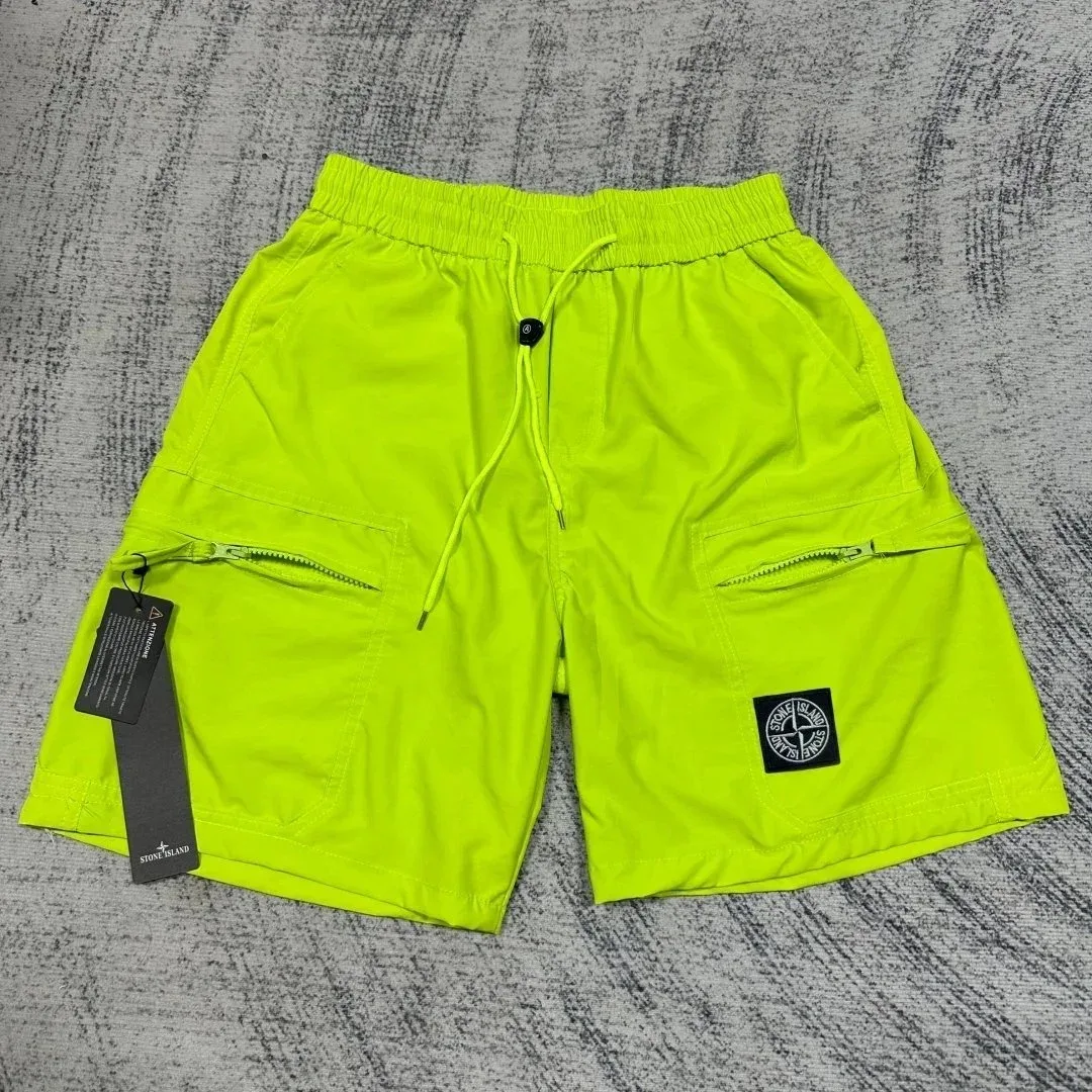 Stone Island Stone Island Neon Yellow Zippered Pocket Shorts Yellow