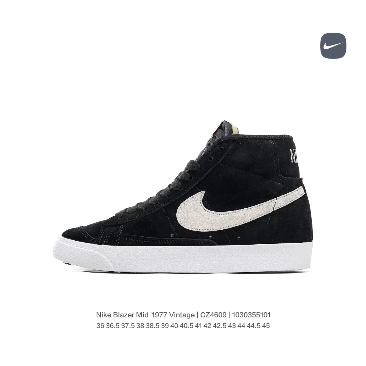 Nike Nike Blazer Mid '1977 Vintage Black/White Sneaker Black