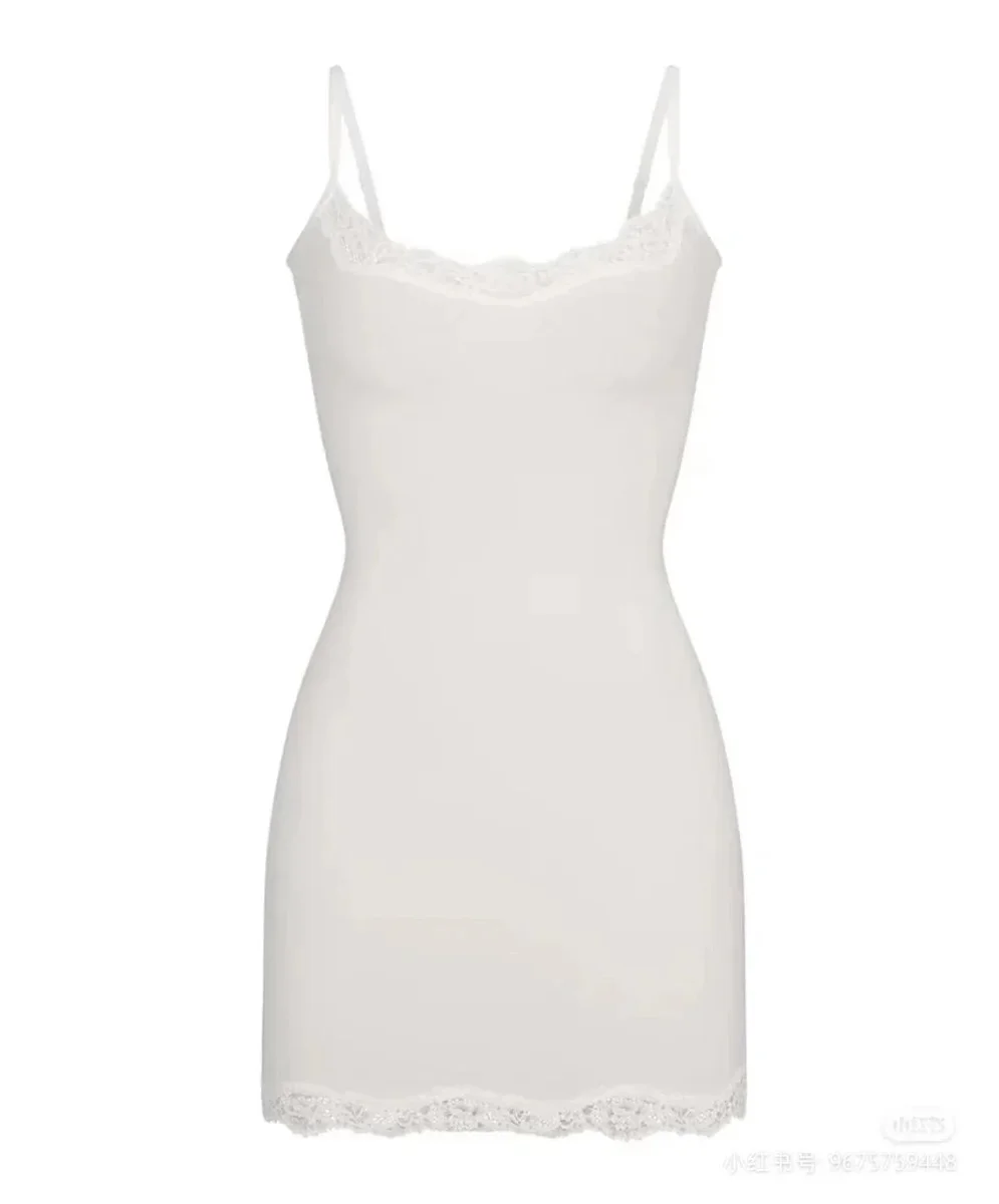 Other White Lace Trim Mini Slip Dress White - 1