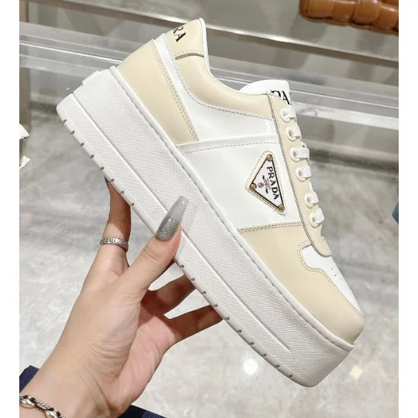 Prada Prada Triangle Logo Beige & White Sneakers Beige - 1