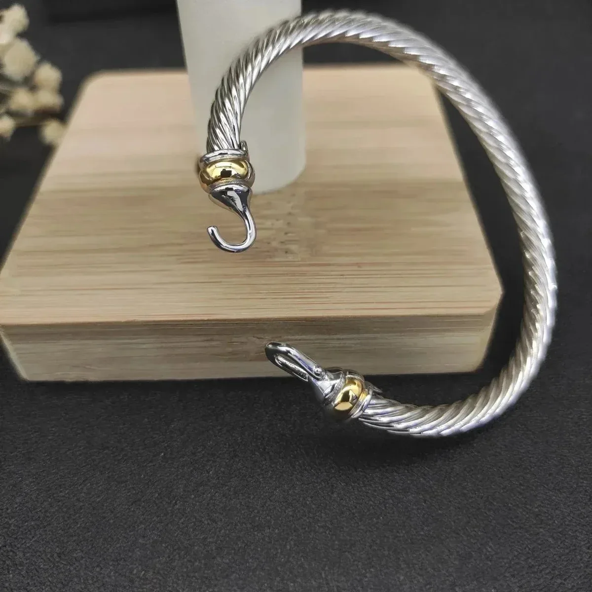 Other Silver & Gold Cable Bangle Bracelet Silver - 1