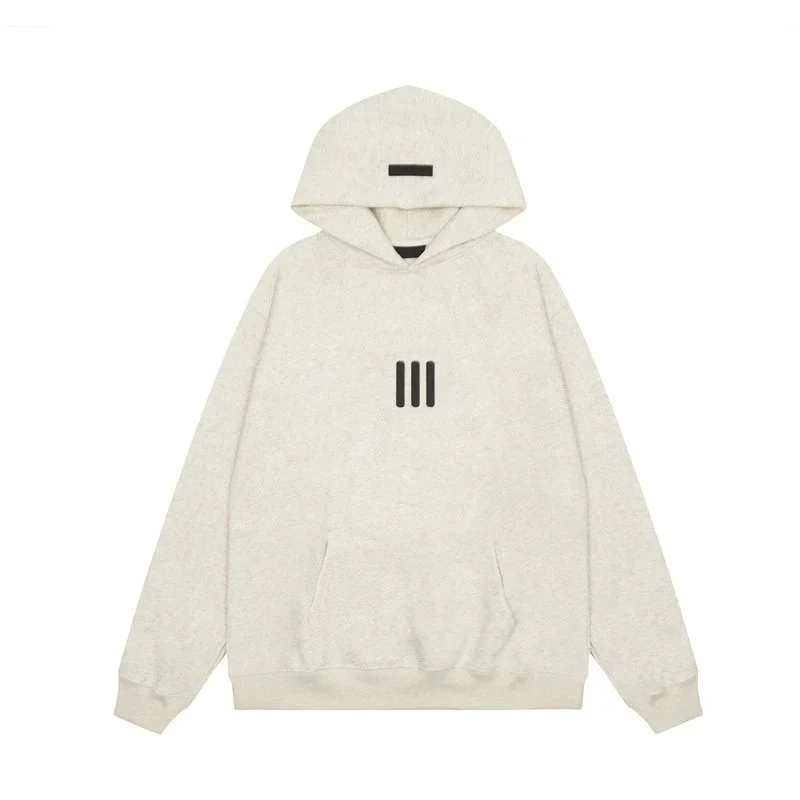 Other Unisex White Melange Hoodie with Black III Logo White - 1