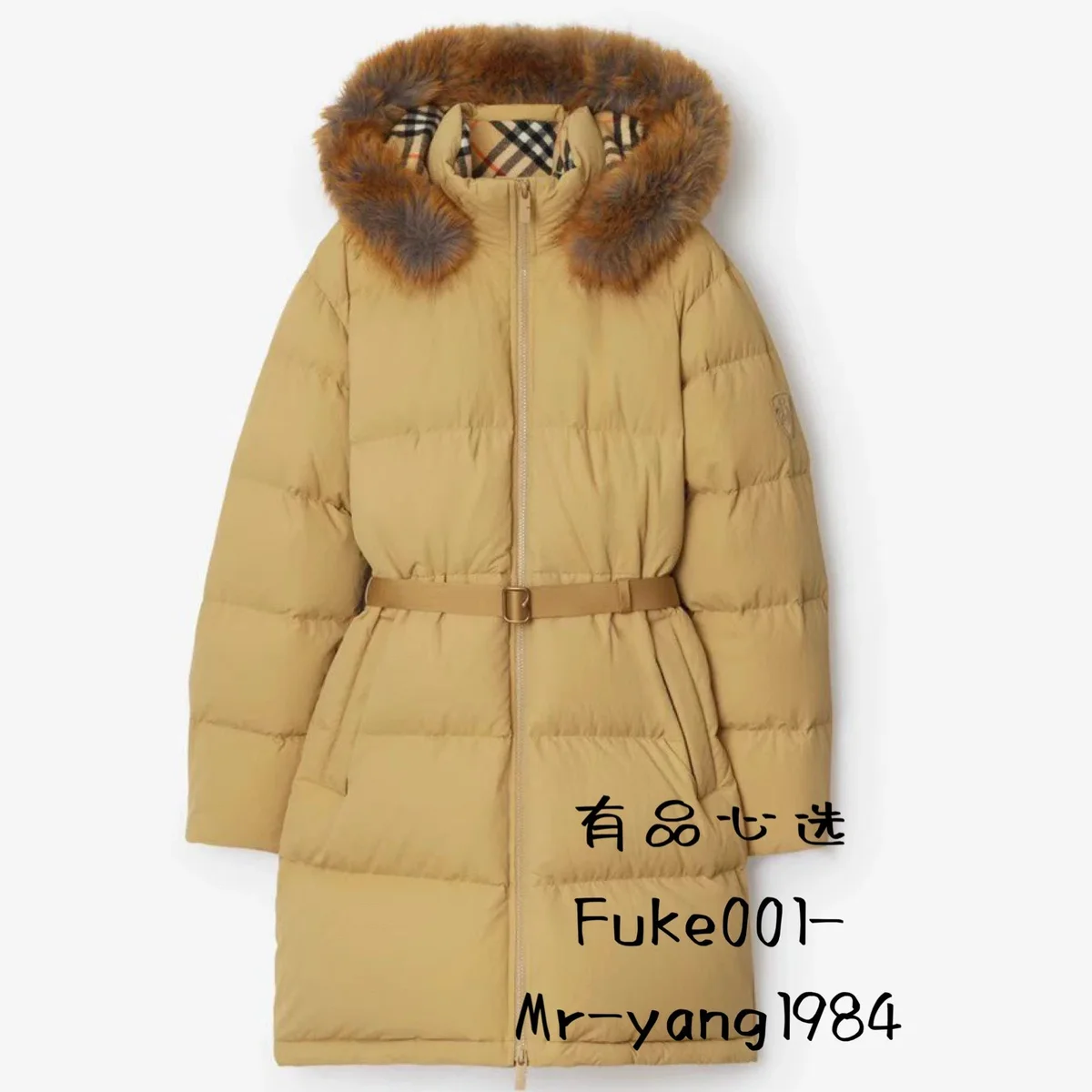 Burberry Burberry Classic Check Belted Mid-Length Beige Coat Beige