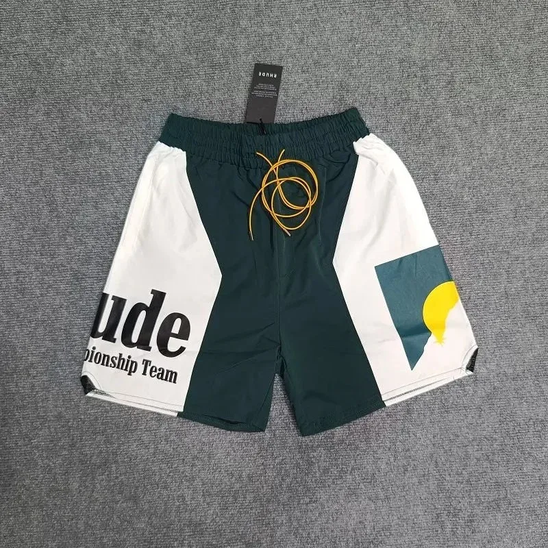 Other Unisex Colorblock Printed Shorts Green/White Green - 1
