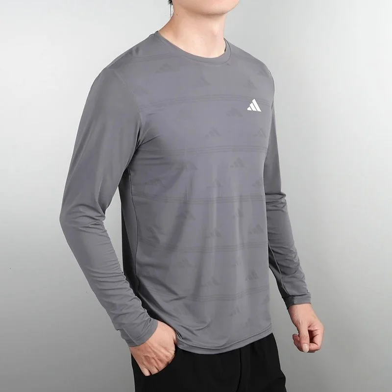 Adidas Adidas Three Stripes Grey Long Sleeve T-Shirt Grey - 1