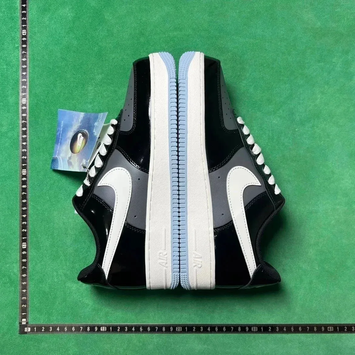 Nike Nike Air Force 1 White Swoosh Blue Sole Sneakers Black - 1