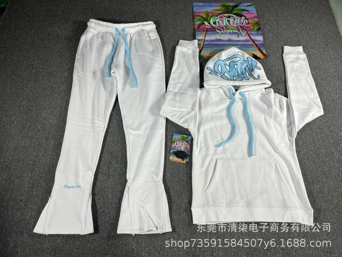 Other White Hoodie & Pants Set with Blue Drawstrings Streetwear White - 1