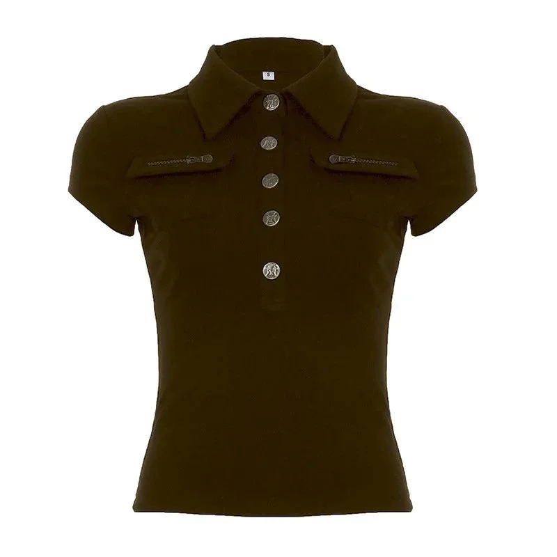 Other Polo Shirt with Zipper Pockets Brown Brown - 1