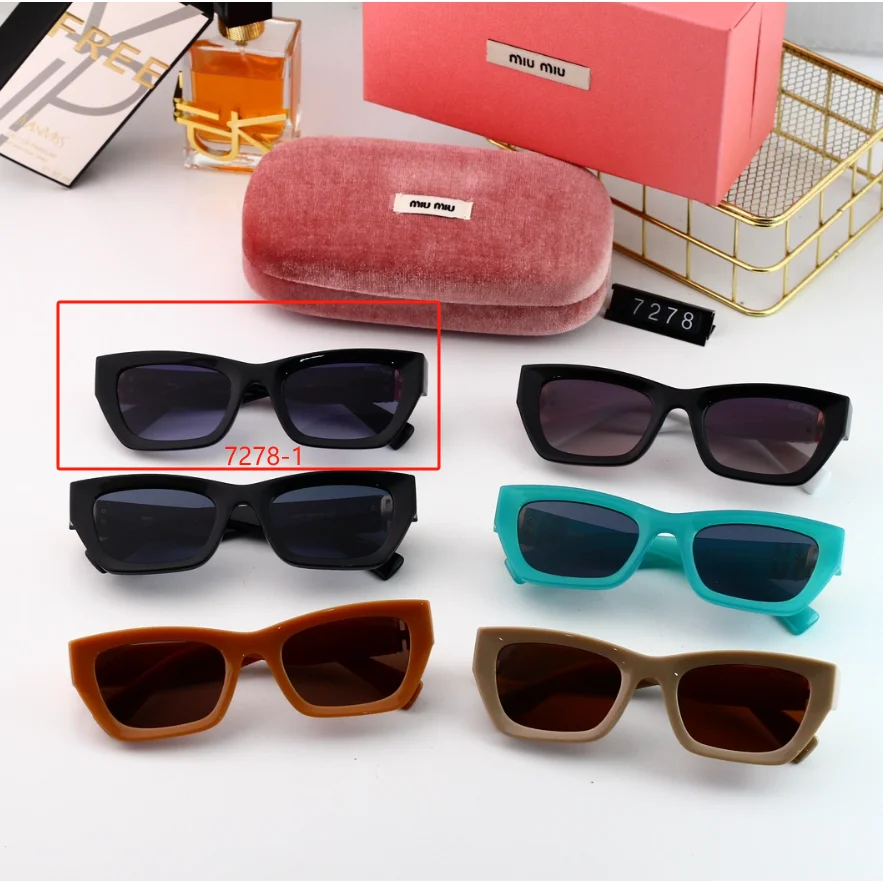 Miu Miu Miu Miu 7278-1 Black Rectangular Sunglasses Black