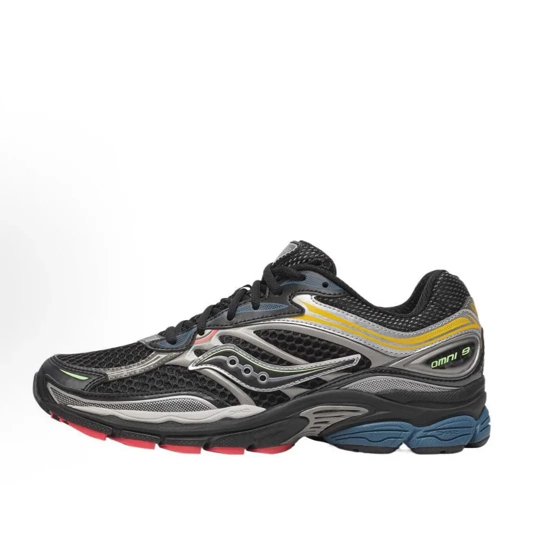 Saucony Saucony Pro Grid Omni 9 Black/Silver/Yellow/Blue/Red Running Sneaker Black