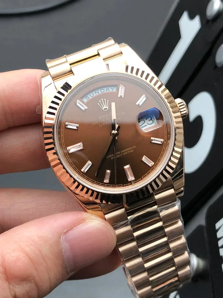 Rolex Rolex Day-Date Brown Dial Rose Gold Watch Gold