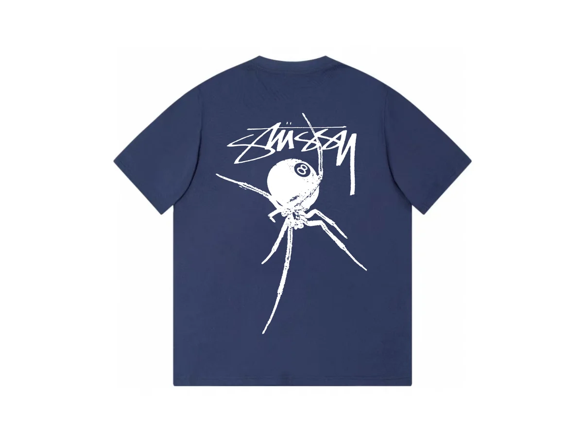 Stussy Stussy Stüssy Spider T-Shirt Navy Solid T-Shirt Navy - 1