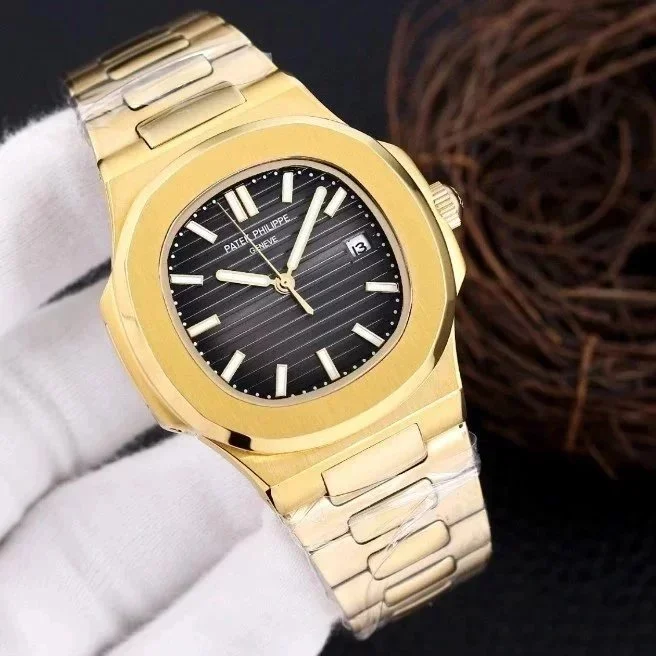 Patek Philippe Patek Philippe Nautilus Full Gold Case Black Dial Watch Gold - 1