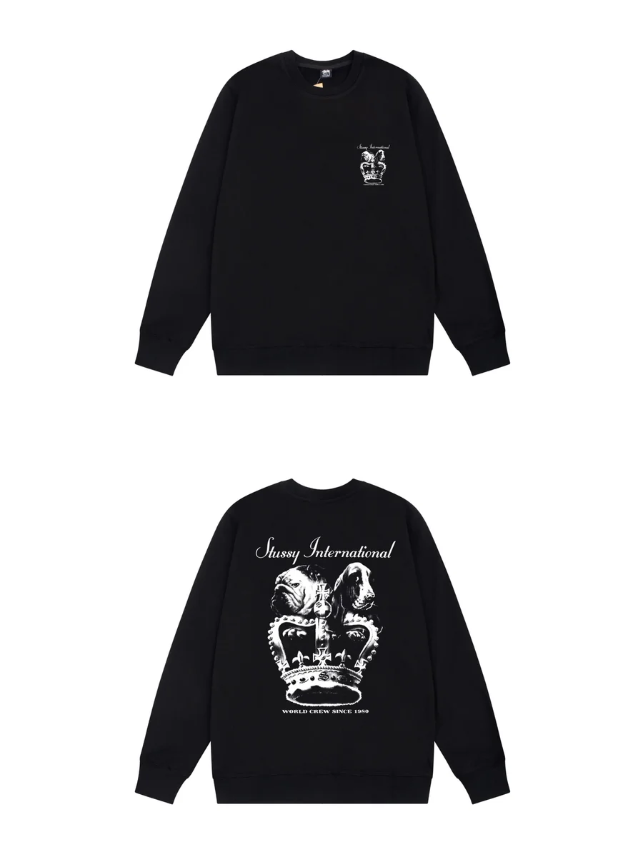 Stussy Stussy Stüssy Crown Crewneck Sweatshirt Black Black - 1