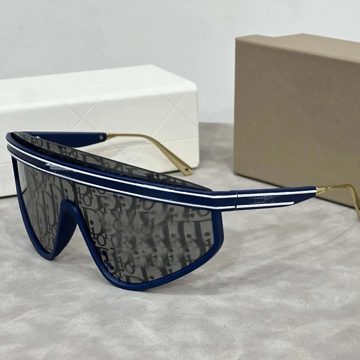 Dior Dior Dior Oblique Shield Sunglasses Blue/White Blue