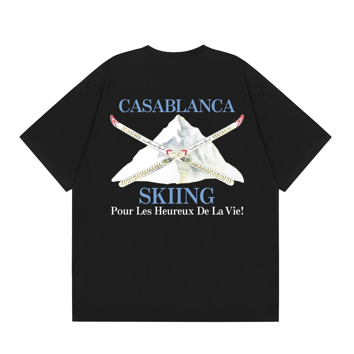 Casablanca Casablanca Skiing Pour Les Heureux De La Vie Black T-Shirt Black - 1