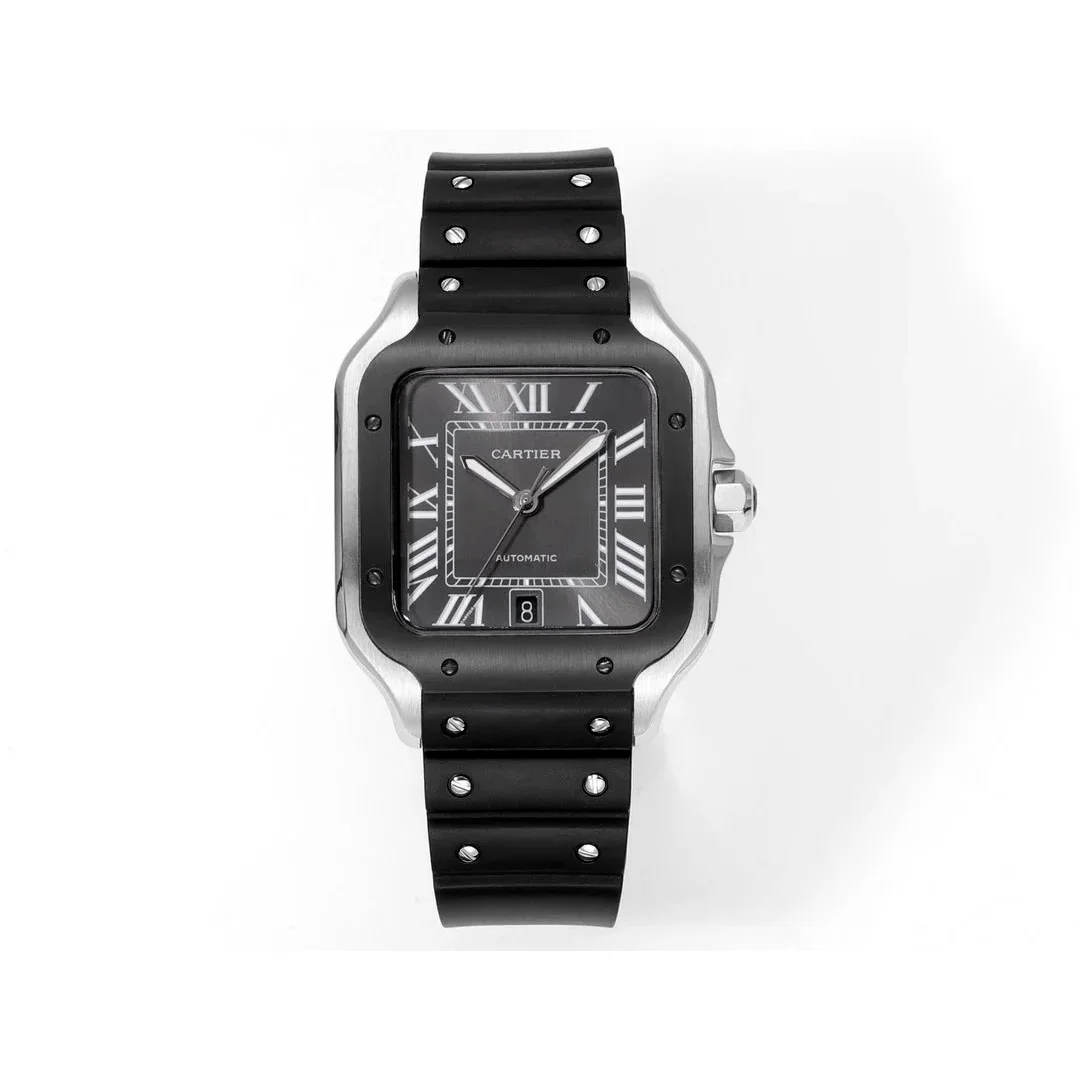 Cartier Cartier Santos Black/Silver Automatic Watch Black
