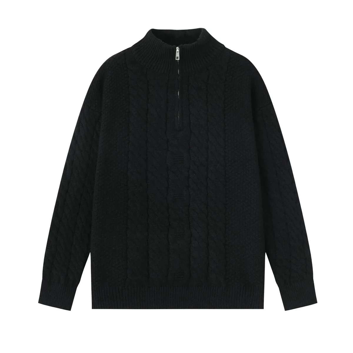 Other Black Cable Knit Half-Zip Sweater Black - 1