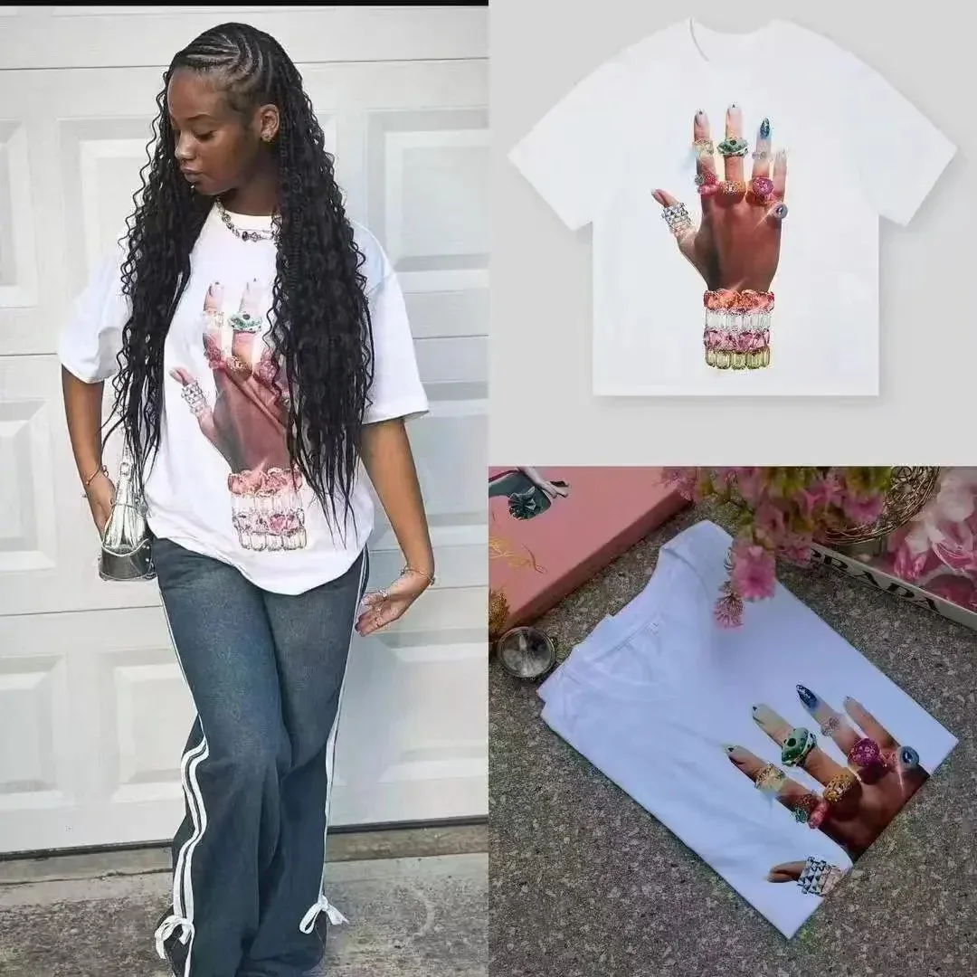 Other Unisex White Graphic T-Shirt with Ring Print White - 1