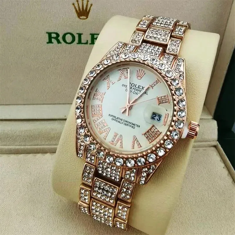 Rolex Rolex Oyster Perpetual Day-Date Rose Gold Diamond Watch Gold - 1