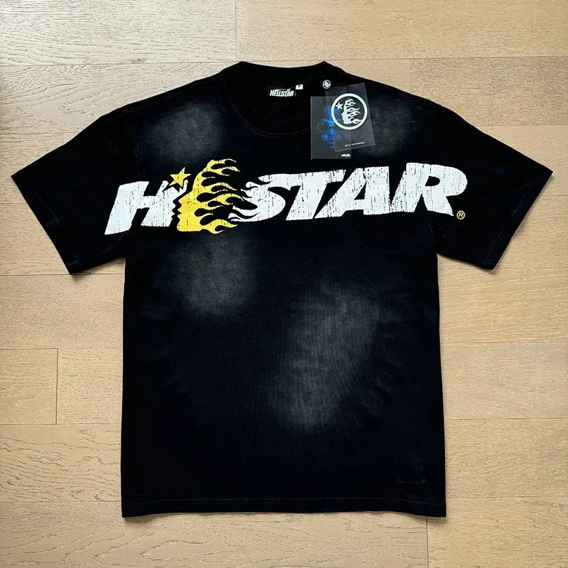 Hellstar Hellstar Black/White/Yellow Flame T-Shirt Black - 1