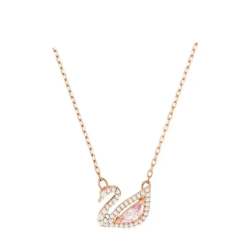 Swarovski Swarovski Swan Rose Gold & Pink Crystal Necklace Gold