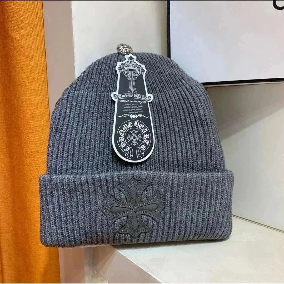 Chrome Hearts Chrome Hearts CH Cross Embroidered Beanie Heather Grey Grey