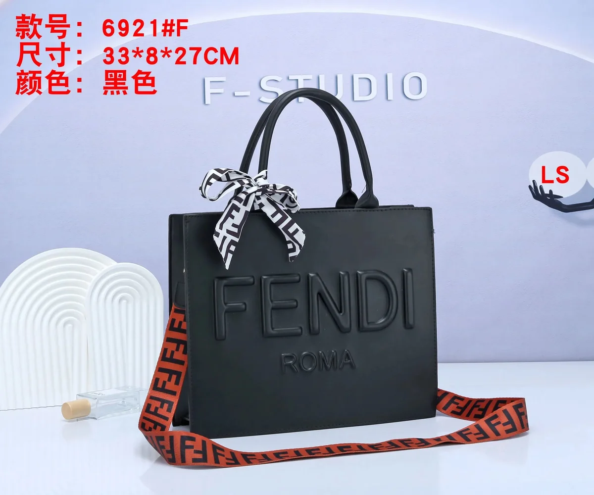 Fendi Fendi FF Monogram 6921-4 Black Tote Bag Black