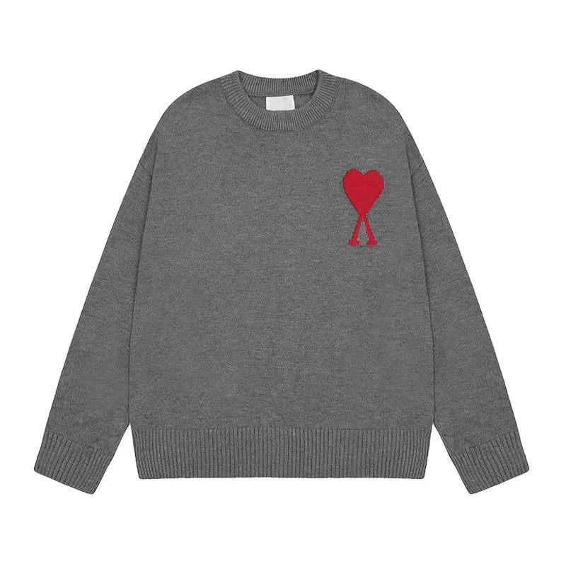 Other Unisex Grey Heart Knit Sweater Grey - 1