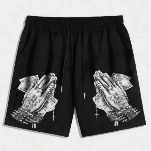 Other Black Money Hands Print Shorts Black - 1