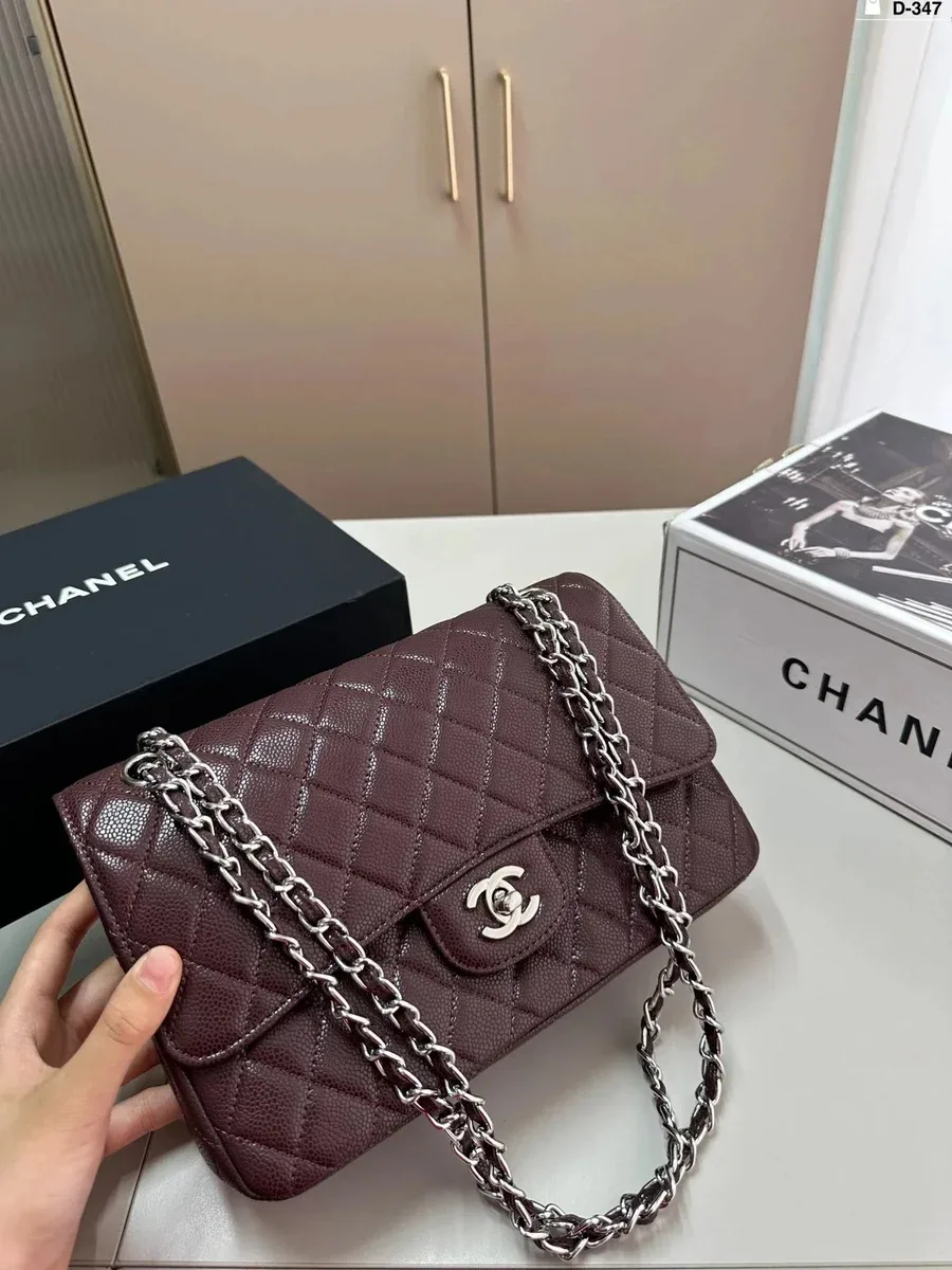 Chanel Classic Flap Burgundy Caviar Leather Bag