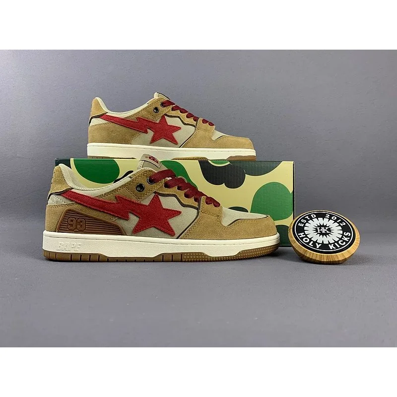 A Bathing Ape A Bathing Ape BAPE STA Camel Red Sneakers Beige - 1