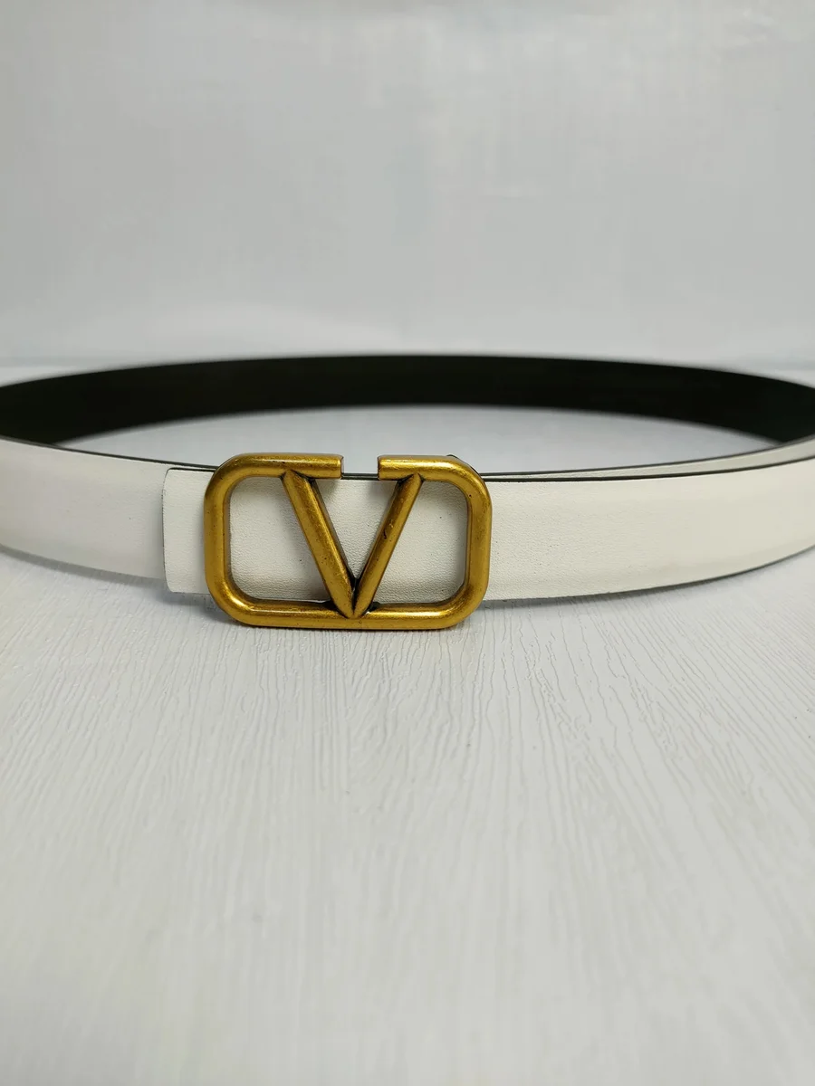 Valentino Valentino VLogo White Leather Belt White - 1