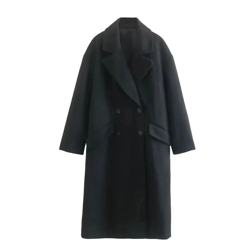 Other Black Double-Breasted Long Coat Black - 1