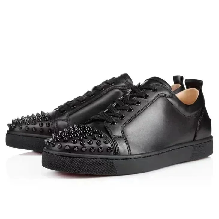 Christian Louboutin Christian Louboutin Loubi Black Leather Spike Sneakers Black - 1