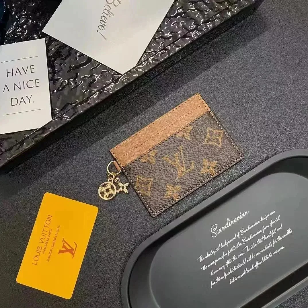 Louis Vuitton Louis Vuitton Monogram Card Holder with Gold Charm Brown