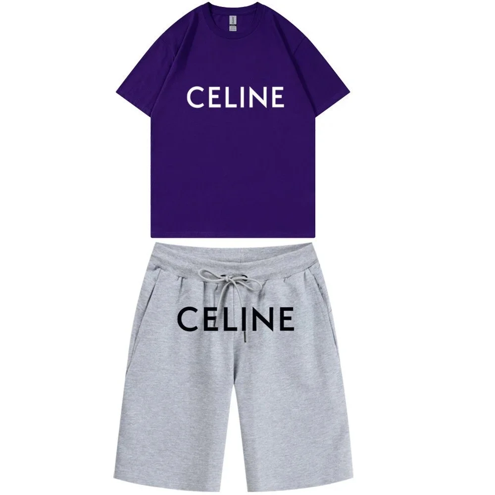 Celine Celine Classic Logo Purple/Grey Co-ord Set Purple