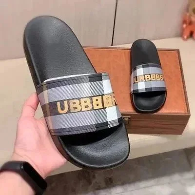 Burberry Burberry UBBBS Plaid Slide Sandals Black Black - 1