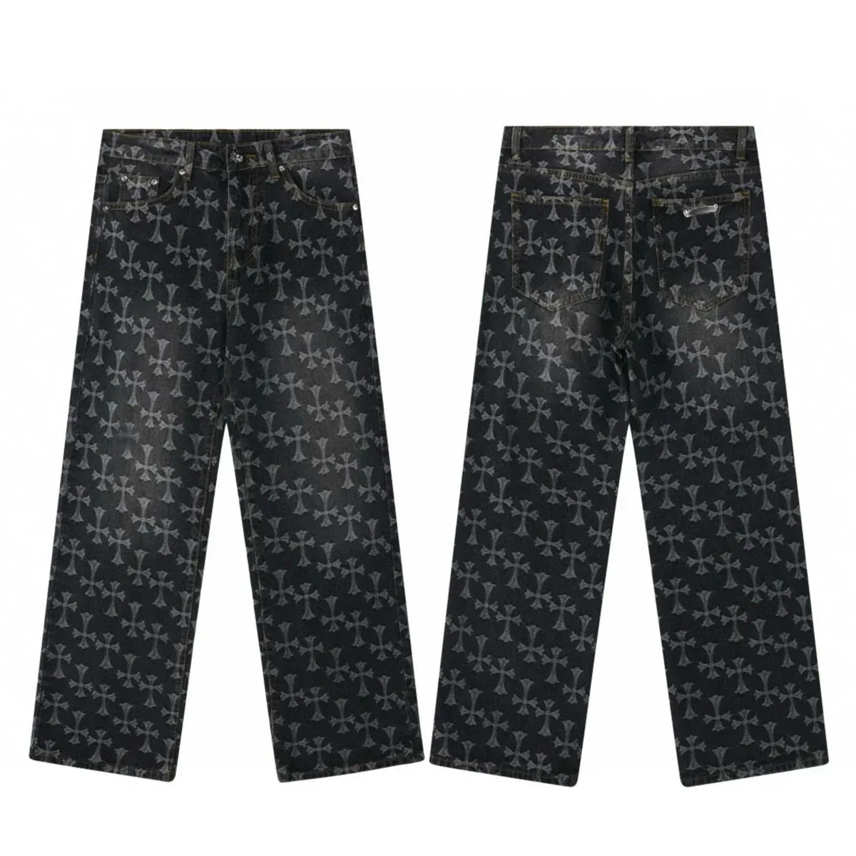 Chrome Hearts Chrome Hearts Cross Black Cross Print Jeans Black