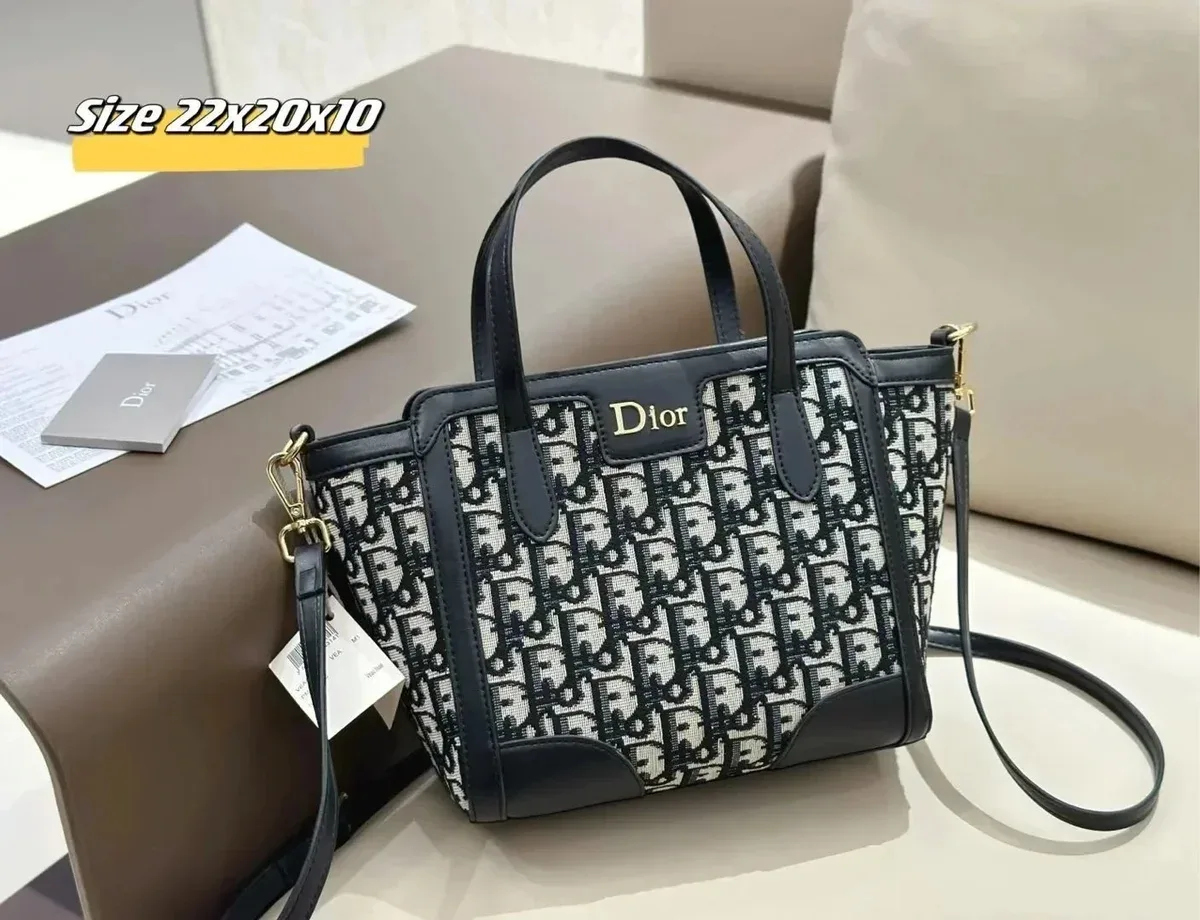 Dior Dior Lady Dior Oblique Monogram Tote Bag Black/White Black - 1