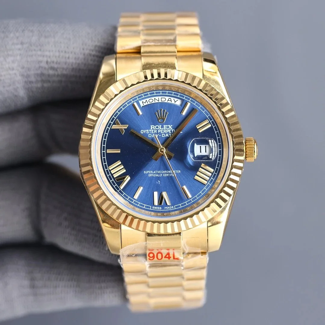 Rolex Rolex Day-Date Oyster Perpetual Gold Case Blue Dial Steel Bracelet 36MM Gold