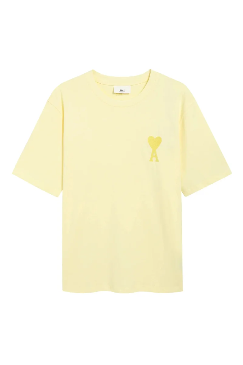 Ami Paris AMI AMI Heart Logo T-Shirt Lemon Yellow T-Shirt Yellow - 1