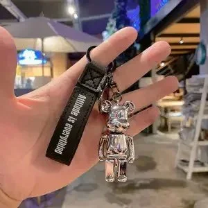 Other Silver Bear Keychain with Black Strap Silver - 1